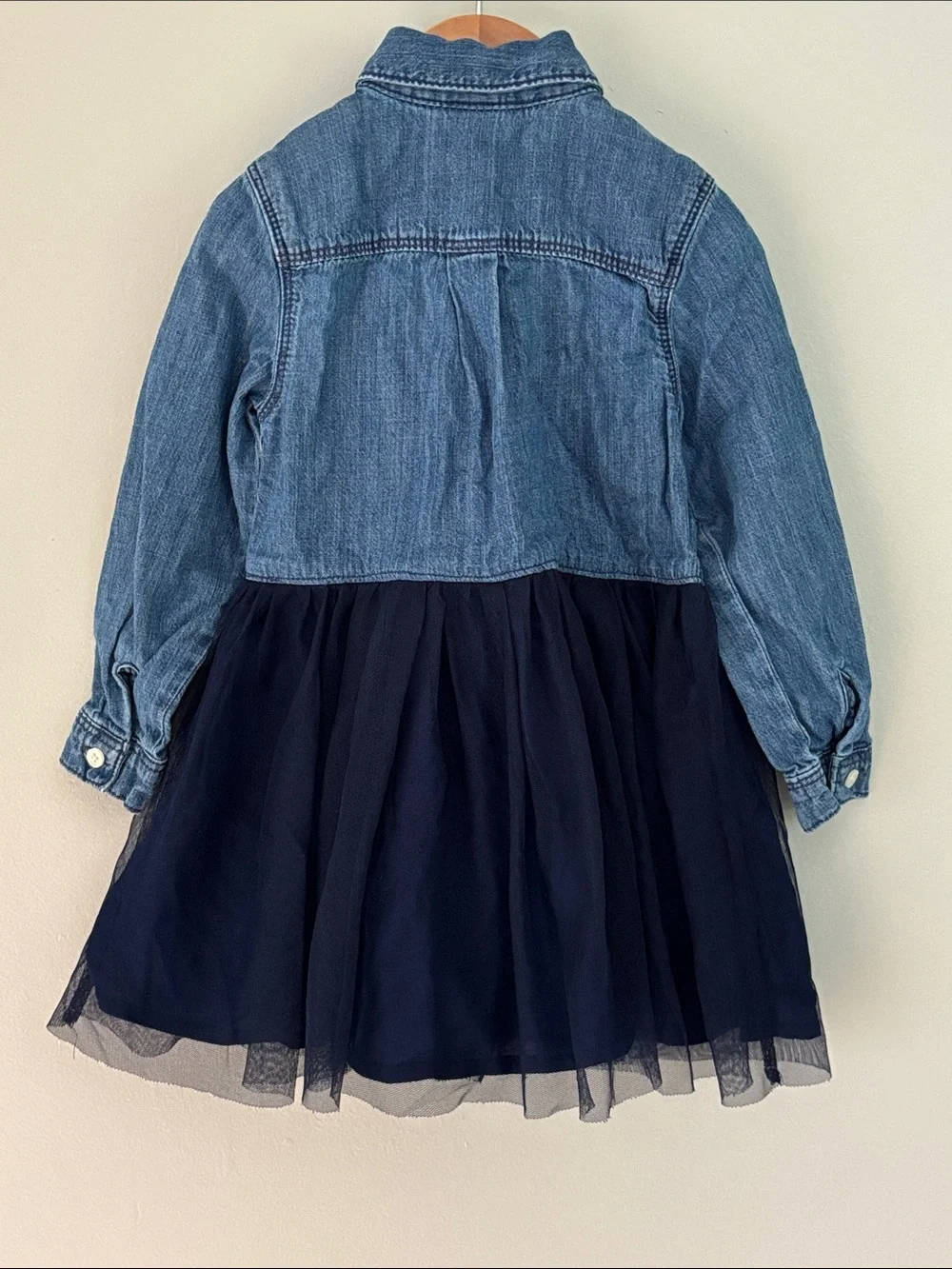OshKosh B’gosh Toddler Denim Shirt Dress Mixed Tulle Remix 2T